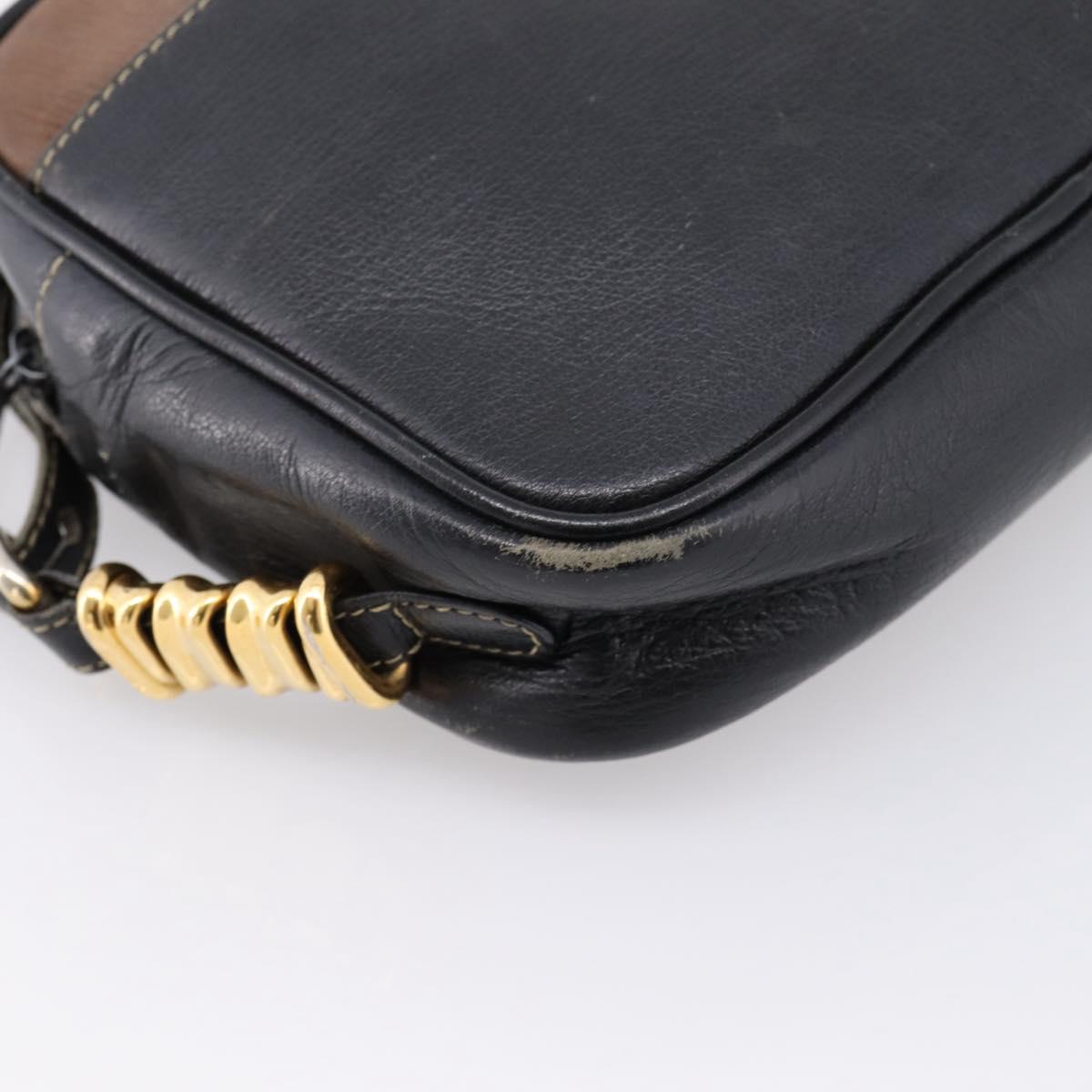 LOEWE Shoulder Bag Leather Black Gold Tone Auth 201277