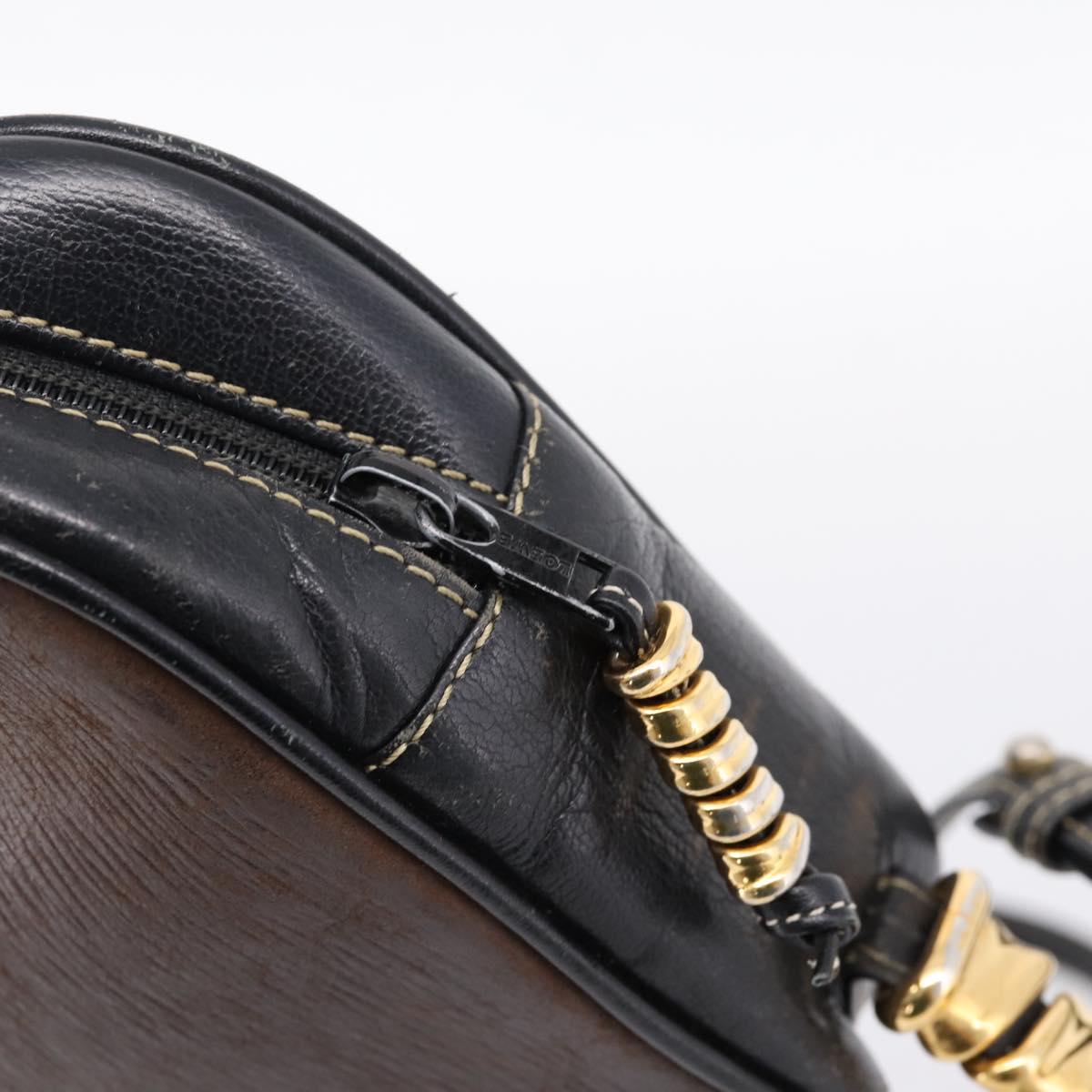 LOEWE Shoulder Bag Leather Black Gold Tone Auth 201277