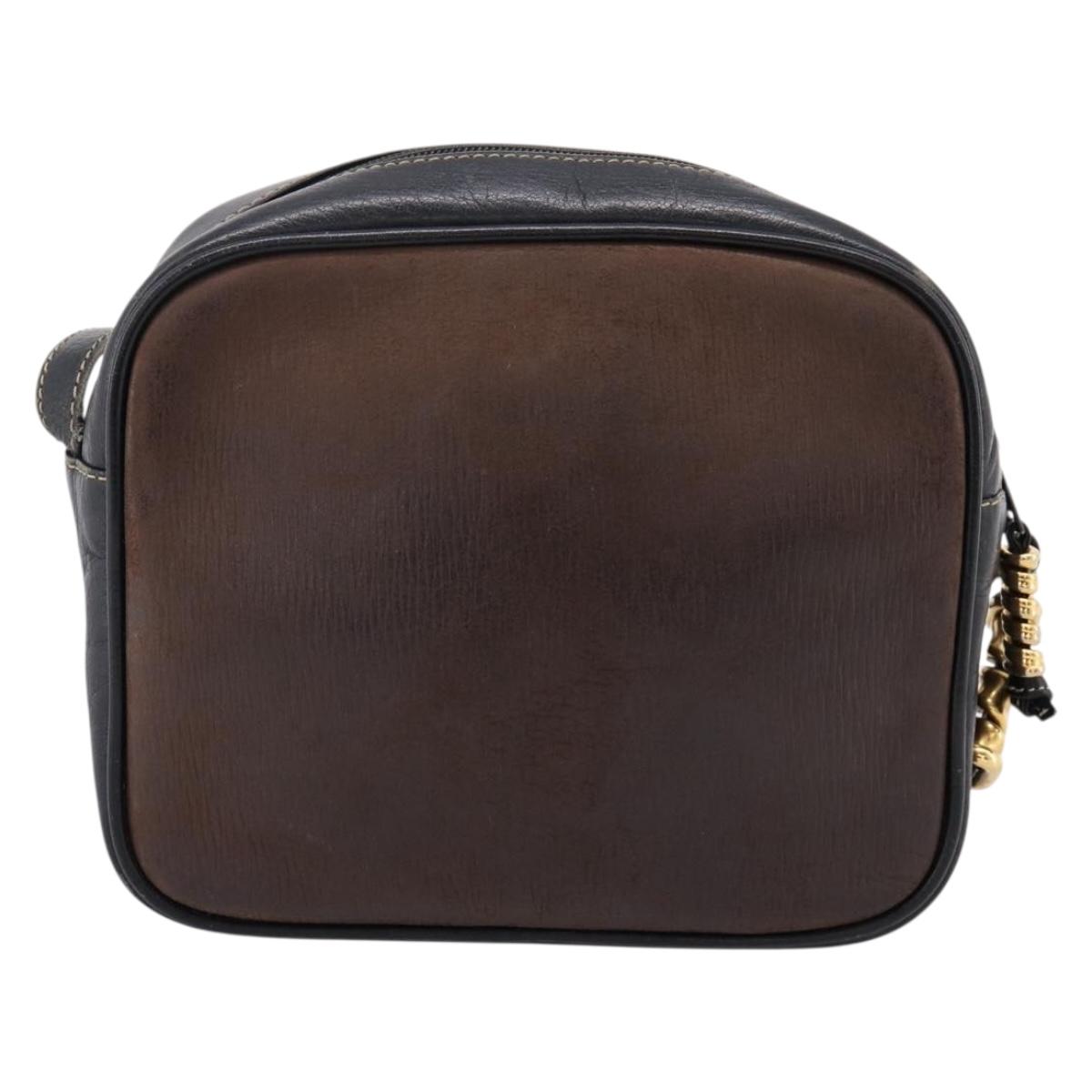 LOEWE Shoulder Bag Leather Black Gold Tone Auth 201277