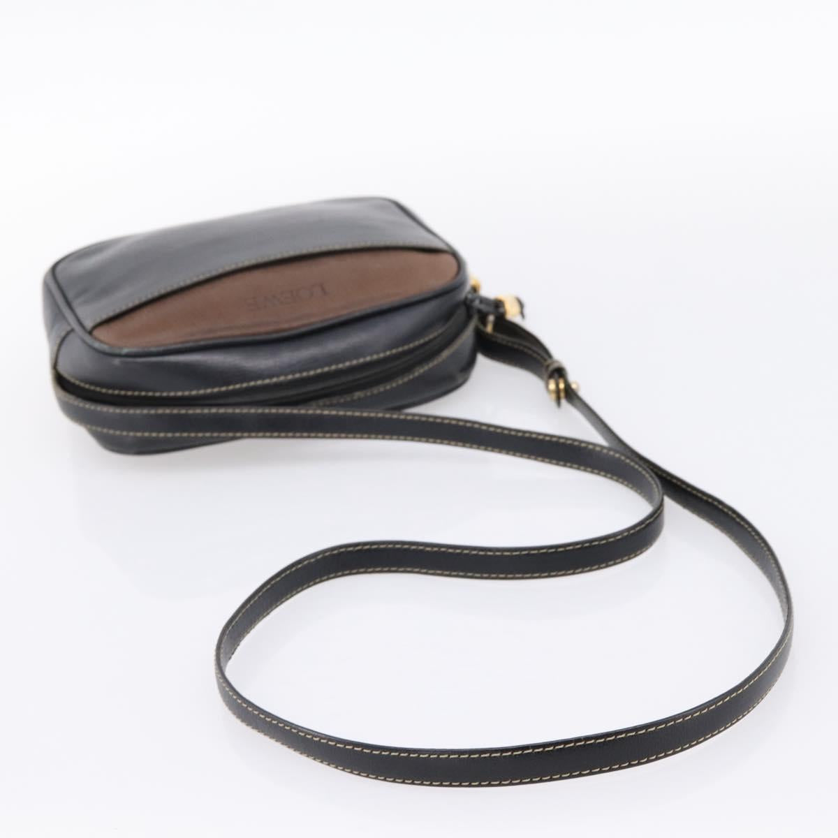 LOEWE Shoulder Bag Leather Black Gold Tone Auth 201277