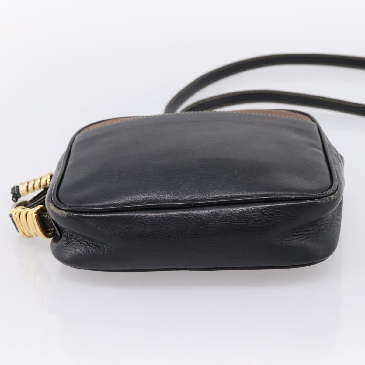LOEWE Shoulder Bag Leather Black Gold Tone Auth 201277