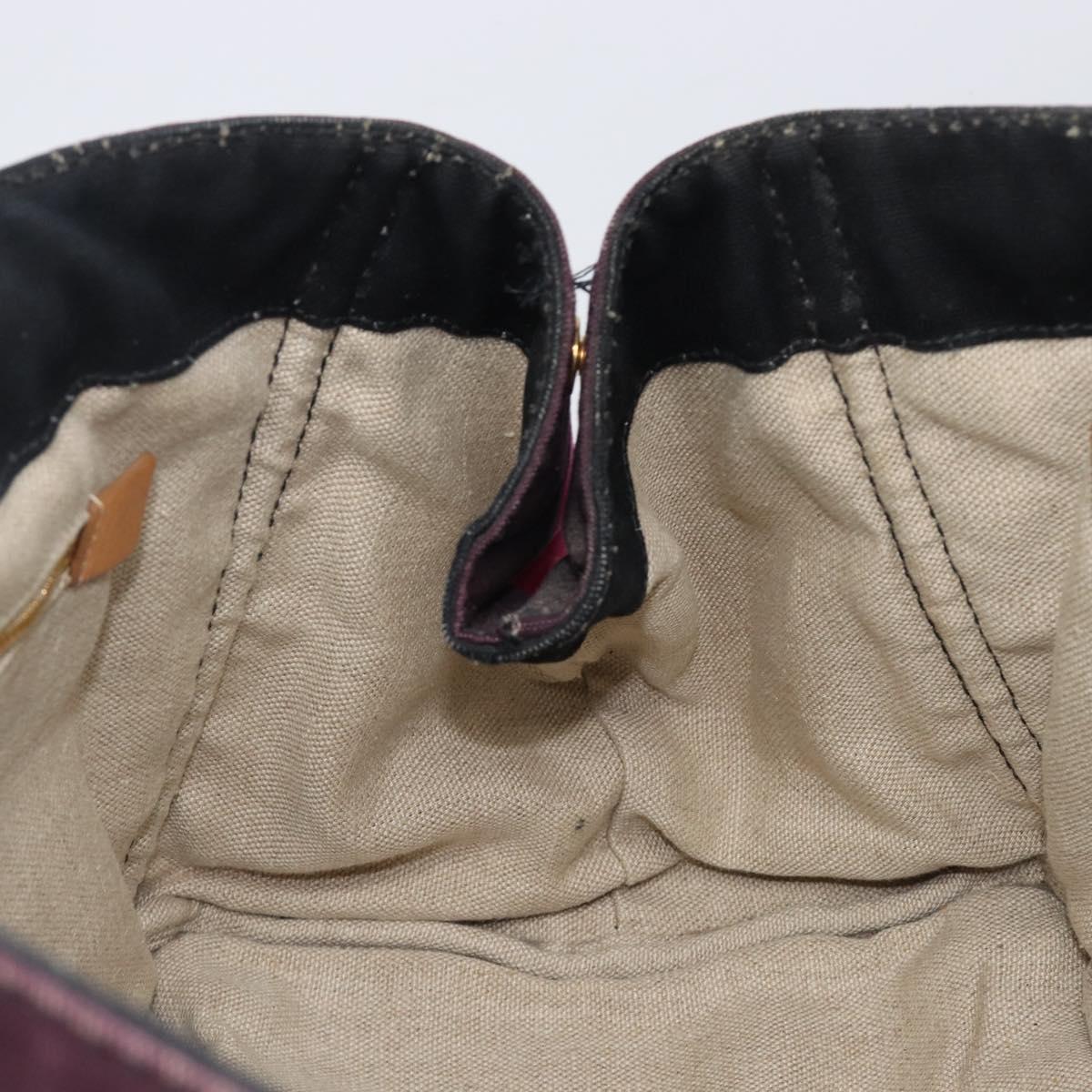 PRADA Canapa GM Hand Bag Canvas Black Pink Auth 201284