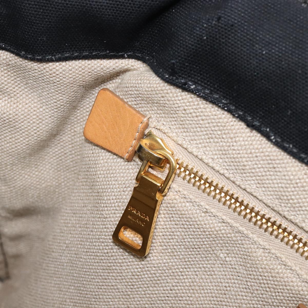 PRADA Canapa GM Hand Bag Canvas Black Pink Auth 201284