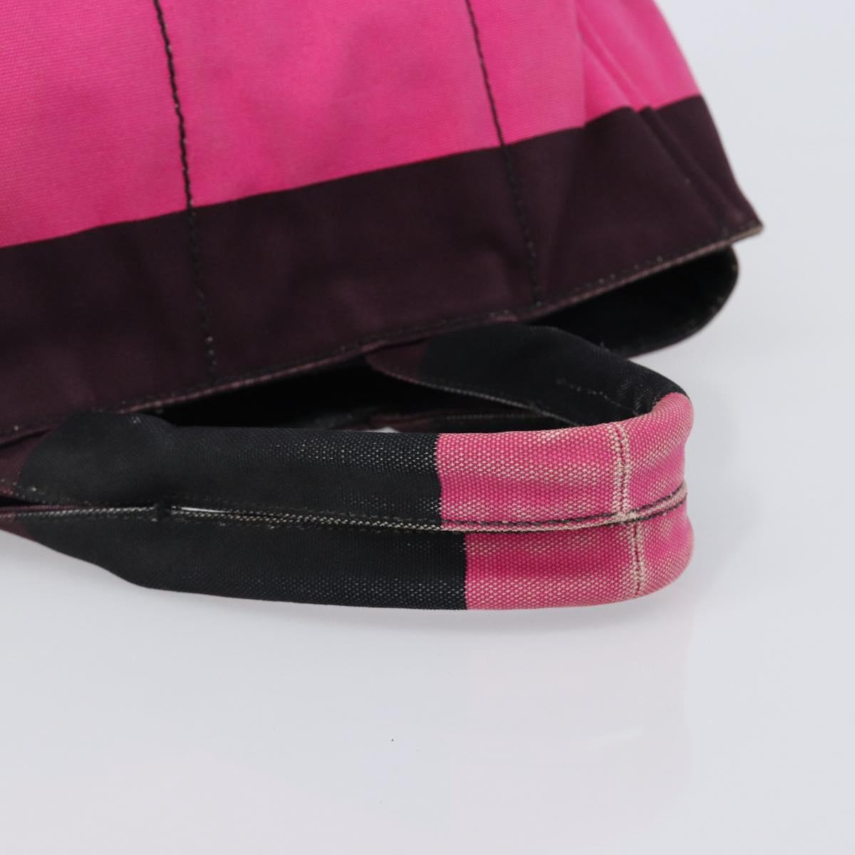 PRADA Canapa GM Hand Bag Canvas Black Pink Auth 201284