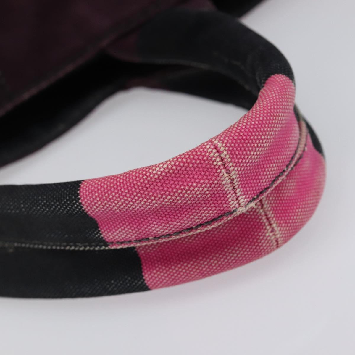 PRADA Canapa GM Hand Bag Canvas Black Pink Auth 201284