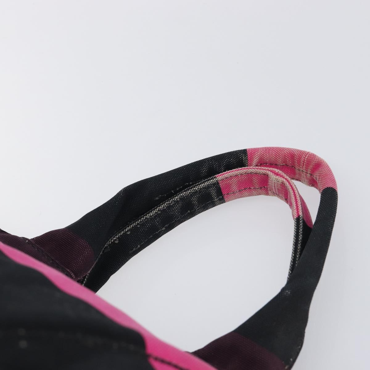 PRADA Canapa GM Hand Bag Canvas Black Pink Auth 201284