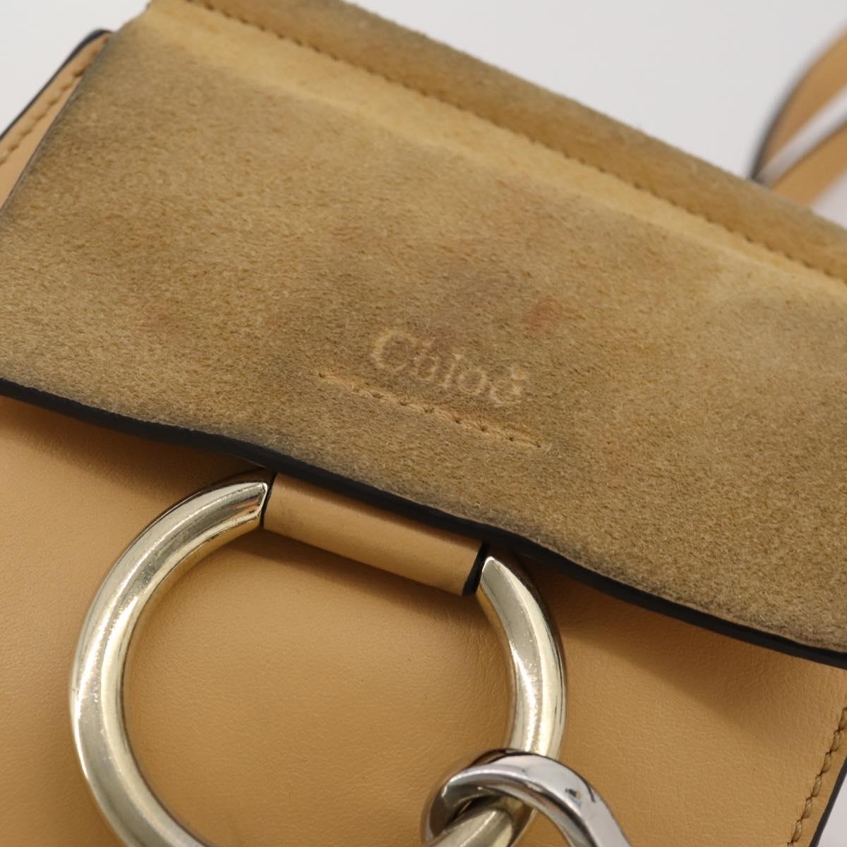 Chloe Fay Shoulder Bag Suede Beige Gold Tone Auth 201285