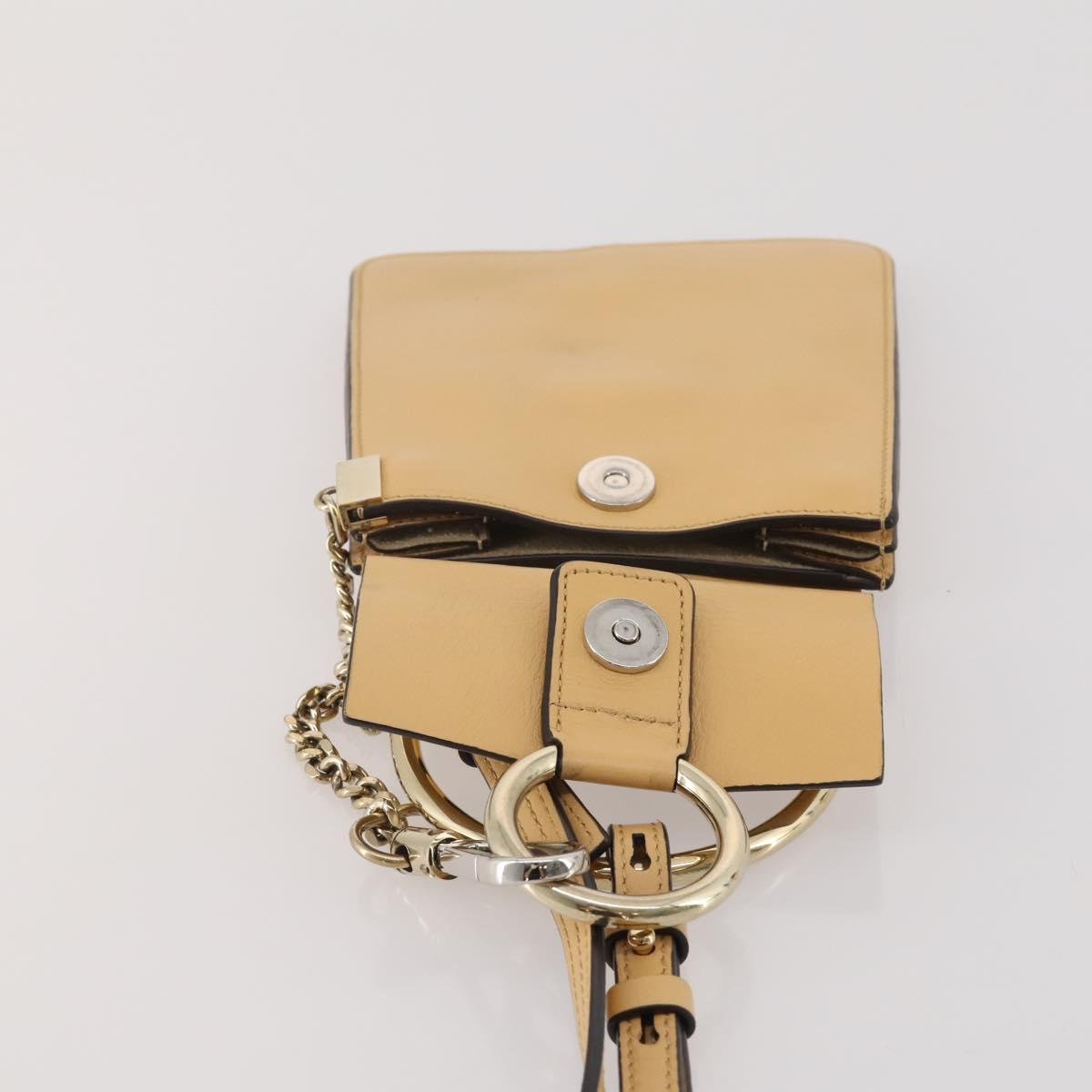 Chloe Fay Shoulder Bag Suede Beige Gold Tone Auth 201285