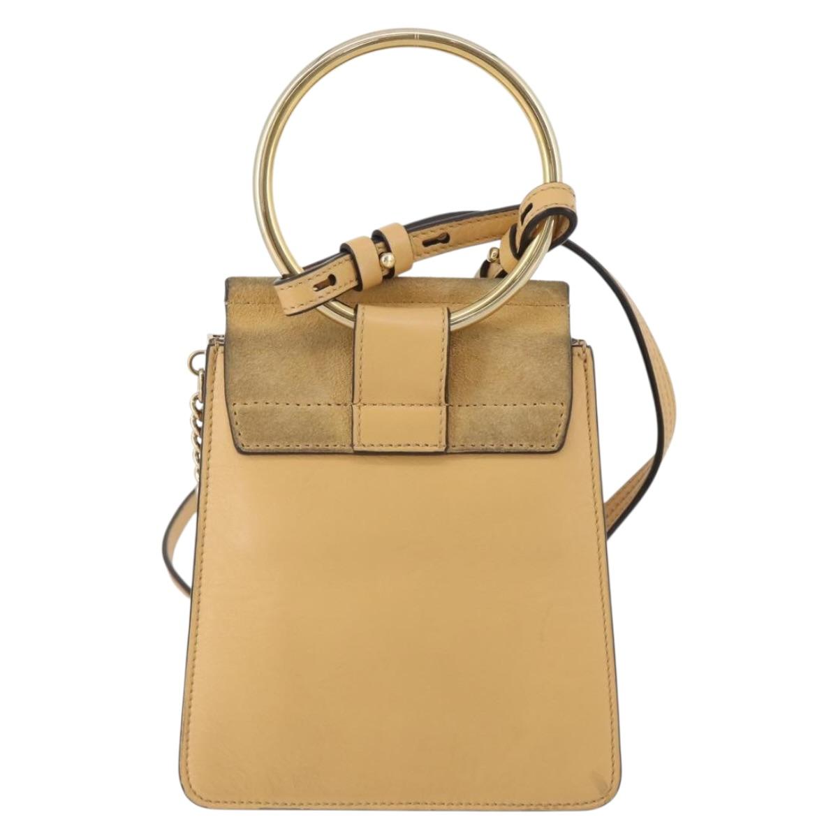 Chloe Fay Shoulder Bag Suede Beige Gold Tone Auth 201285
