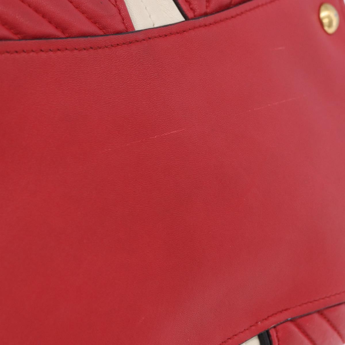Miu Miu Biker Matelasse Hand Bag Leather 2way Ivory Red Auth 201287