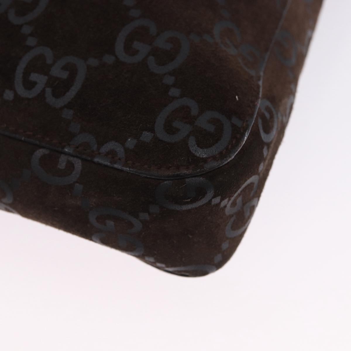 GUCCI GG Canvas Shoulder Bag Suede Brown Silver 001 3181 Auth 201288V