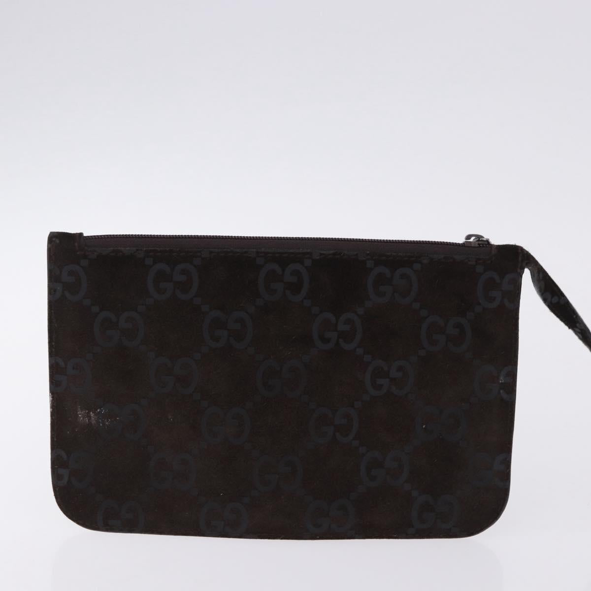 GUCCI GG Canvas Shoulder Bag Suede Brown Silver 001 3181 Auth 201288V