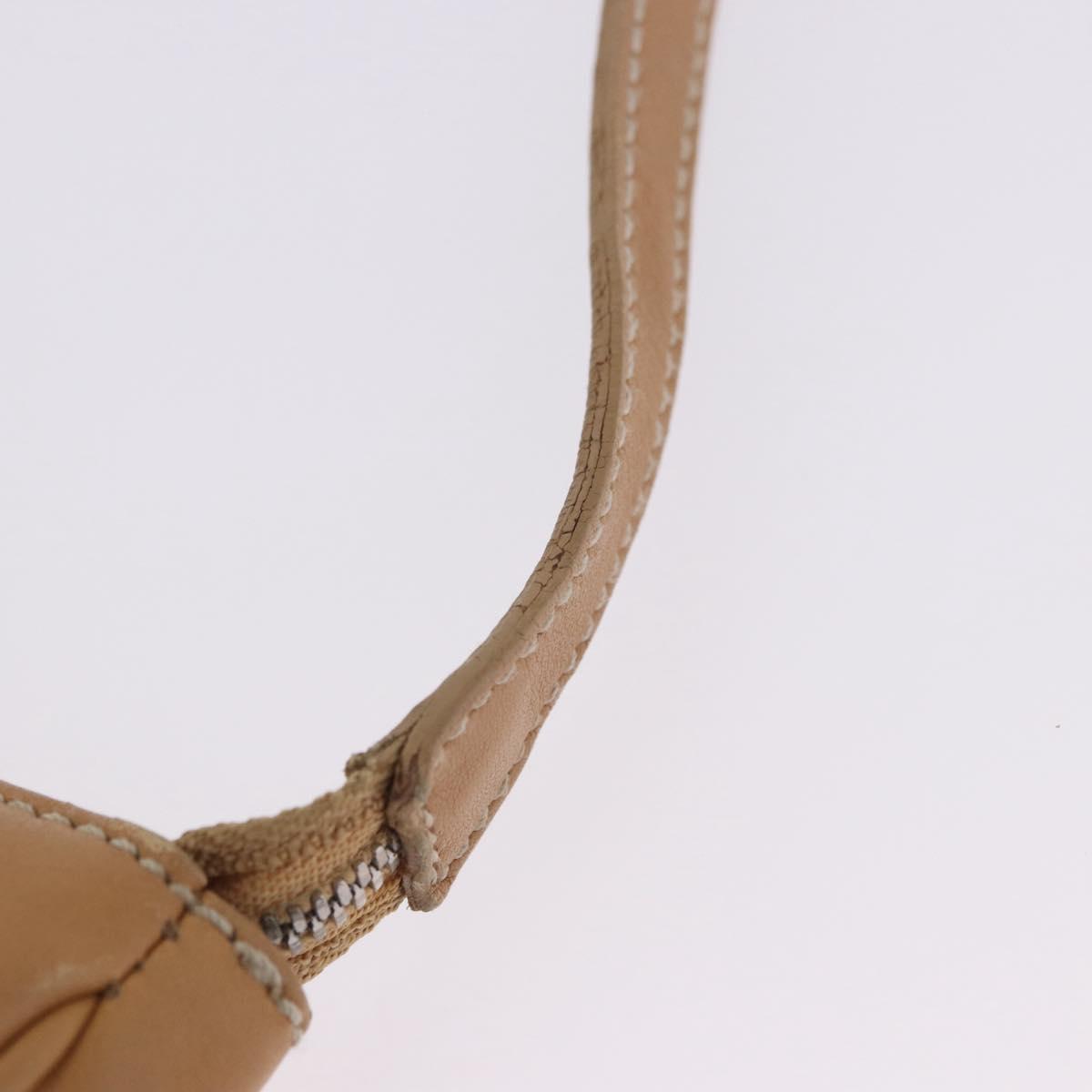 Salvatore Ferragamo Accessory Pouch Leather Beige Silver Auth 201289A