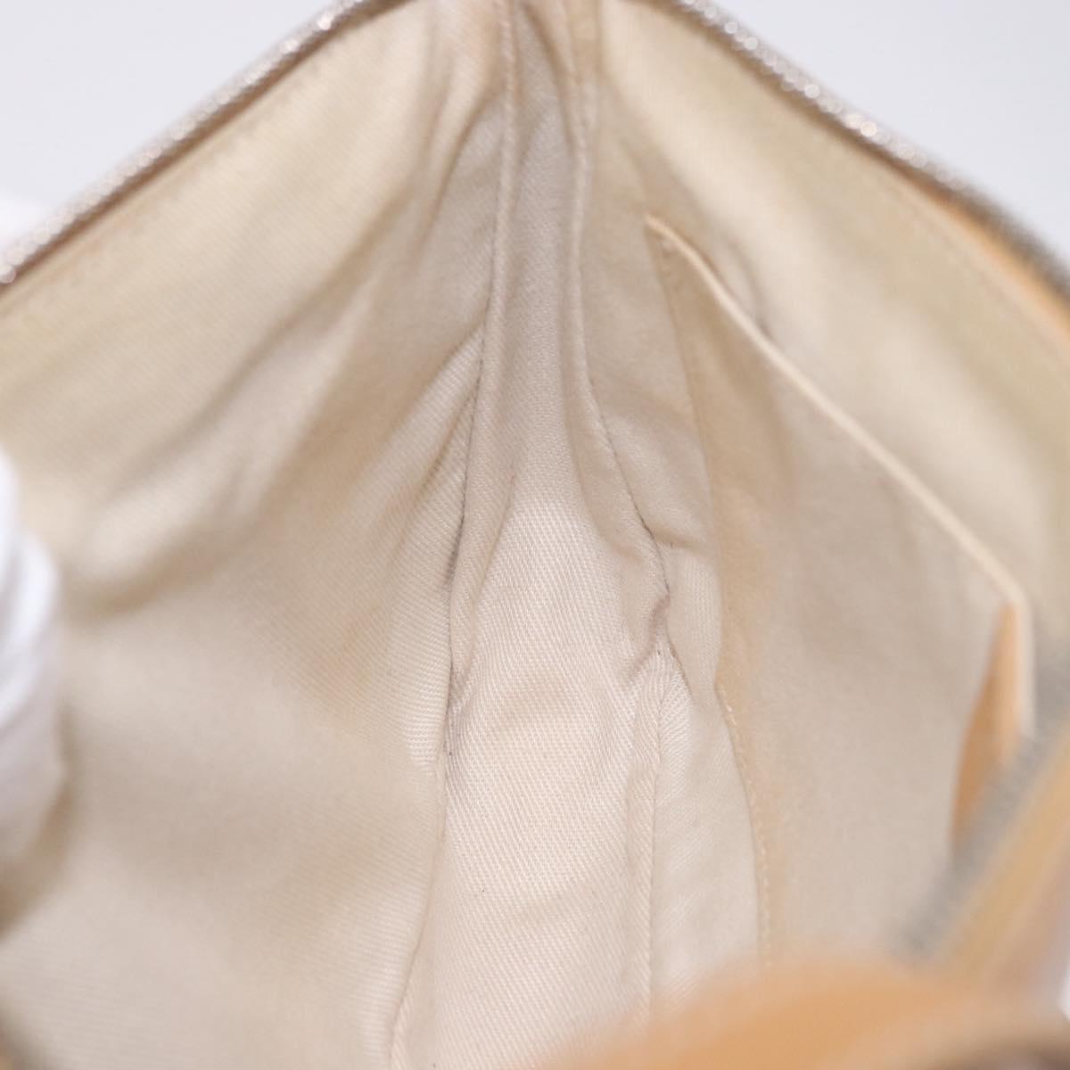 Salvatore Ferragamo Accessory Pouch Leather Beige Silver Auth 201289A