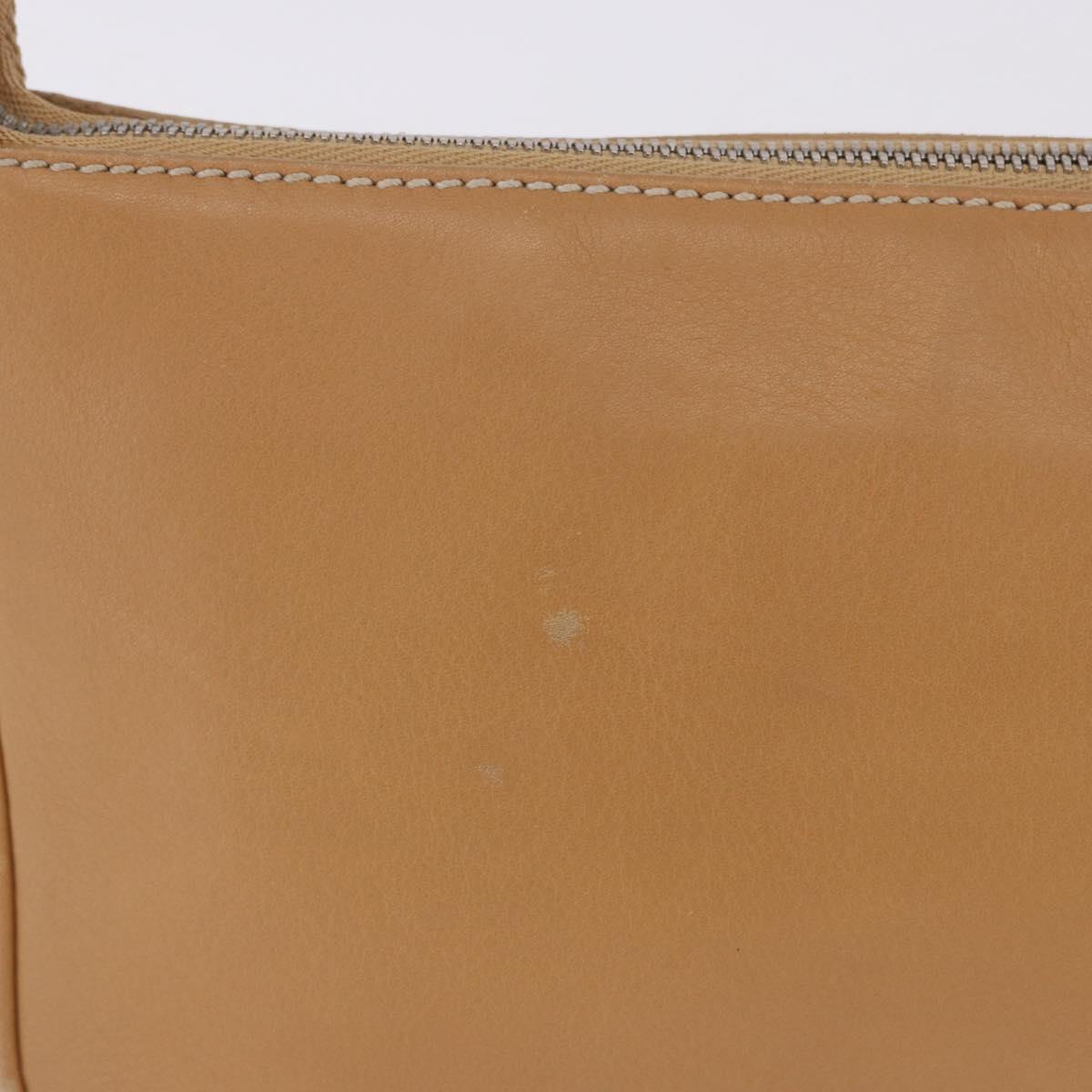 Salvatore Ferragamo Accessory Pouch Leather Beige Silver Auth 201289A