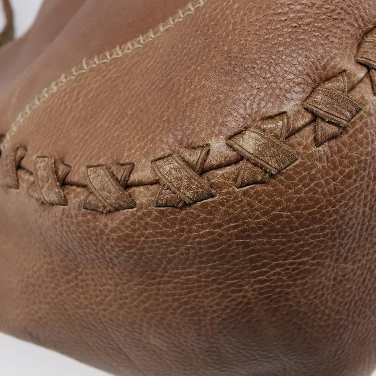 GUCCI Hand Bag Leather Brown Gold Tone 218782 Auth 201290