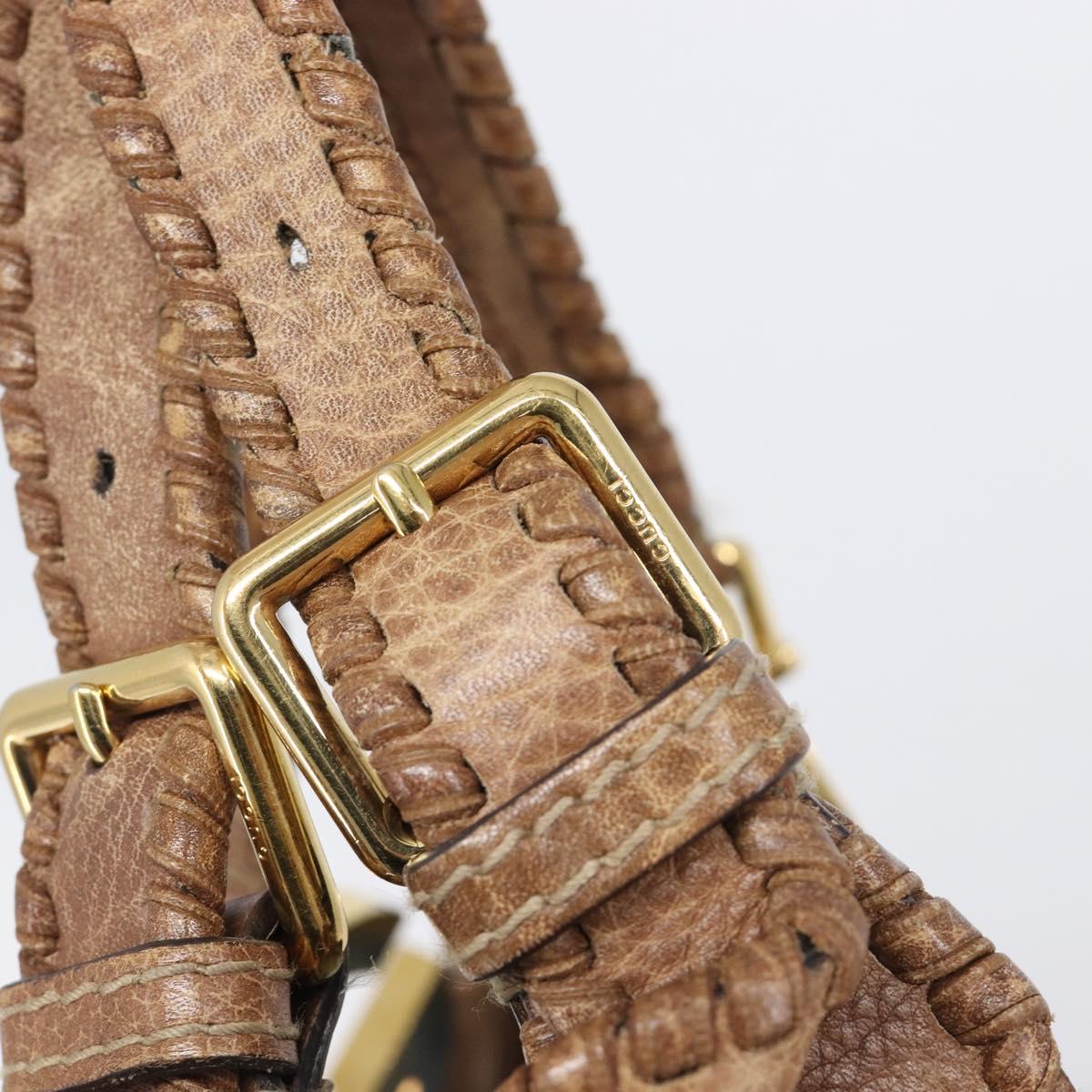 GUCCI Hand Bag Leather Brown Gold Tone 218782 Auth 201290
