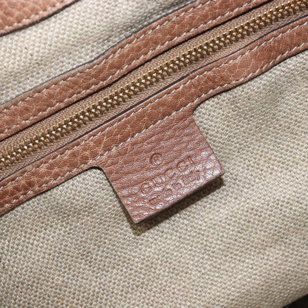 GUCCI Hand Bag Leather Brown Gold Tone 218782 Auth 201290