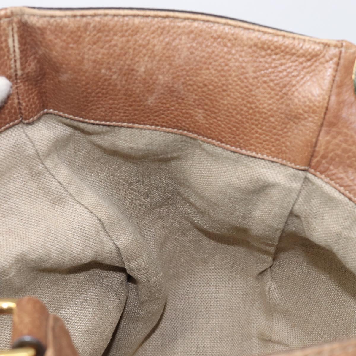 GUCCI Hand Bag Leather Brown Gold Tone 218782 Auth 201290