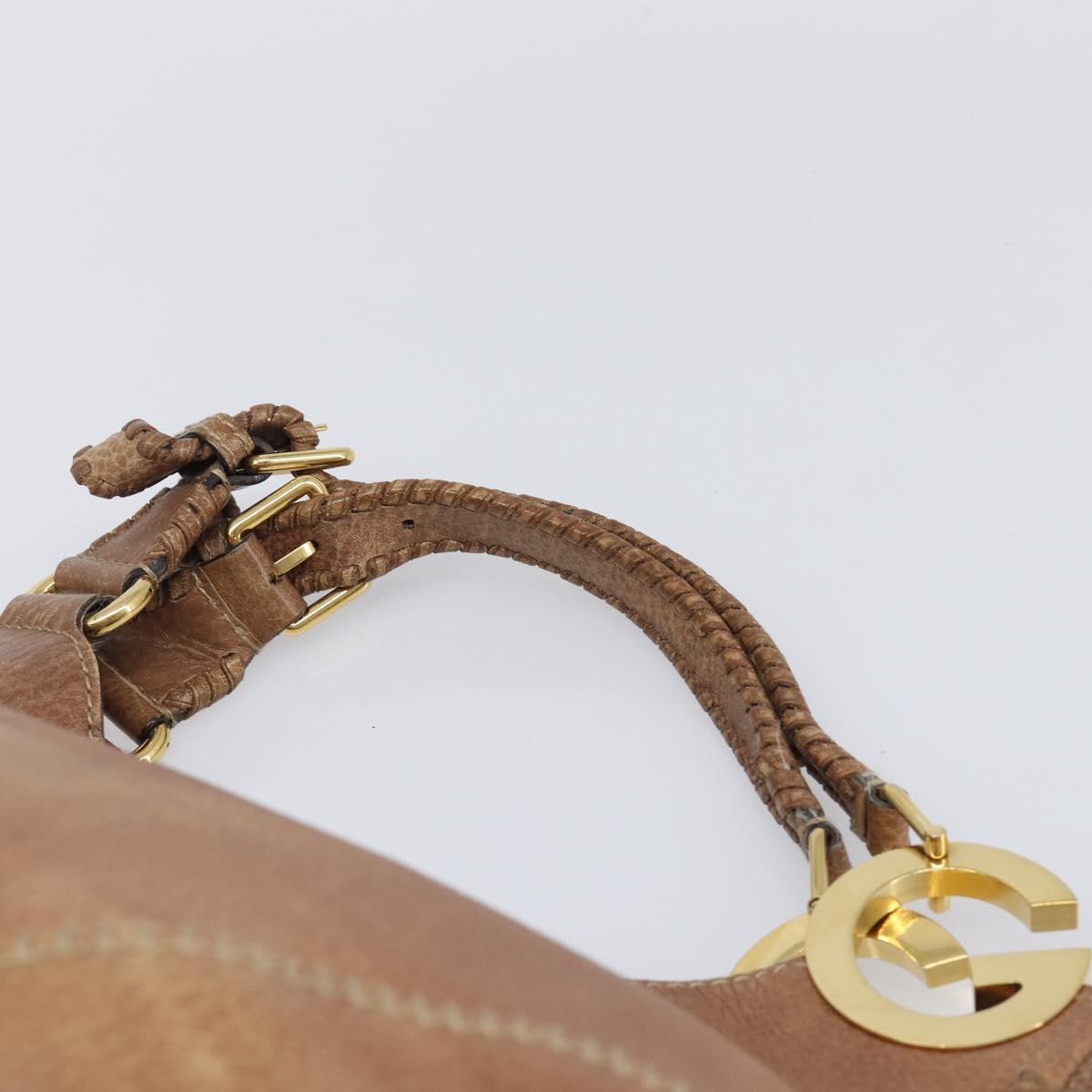 GUCCI Hand Bag Leather Brown Gold Tone 218782 Auth 201290