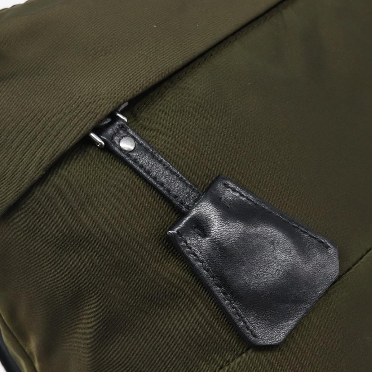 PRADA Shoulder Bag Nylon Khaki Silver Auth 201291A