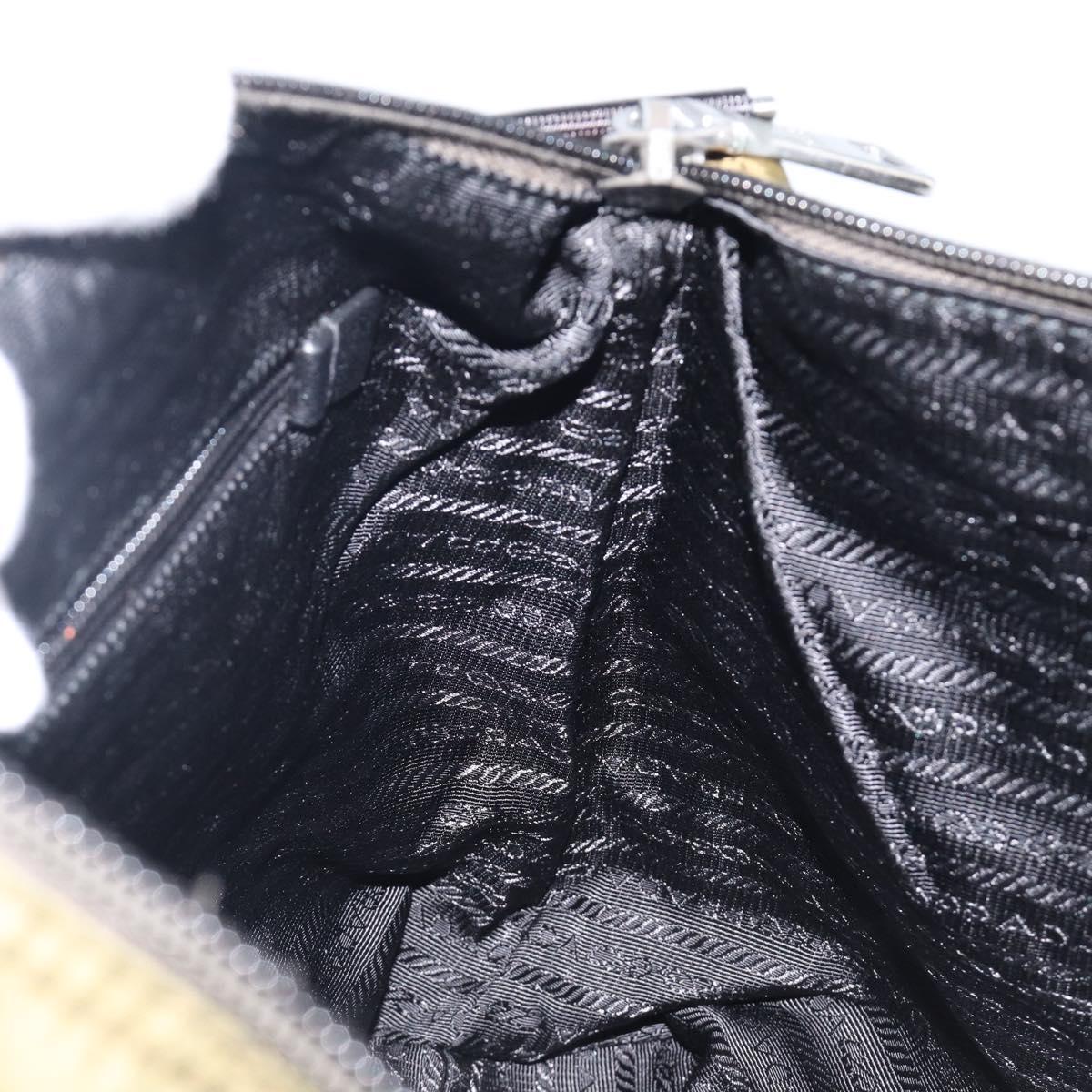 PRADA Shoulder Bag Nylon Khaki Silver Auth 201291A