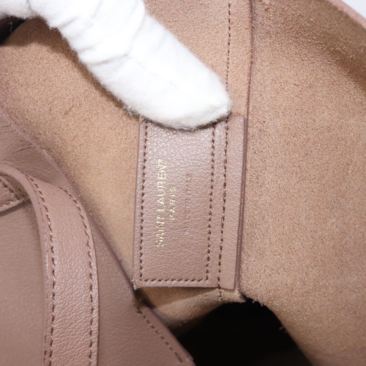 SAINT LAURENT Tote Bag Leather Pink Gold Tone 394195 Auth 201292