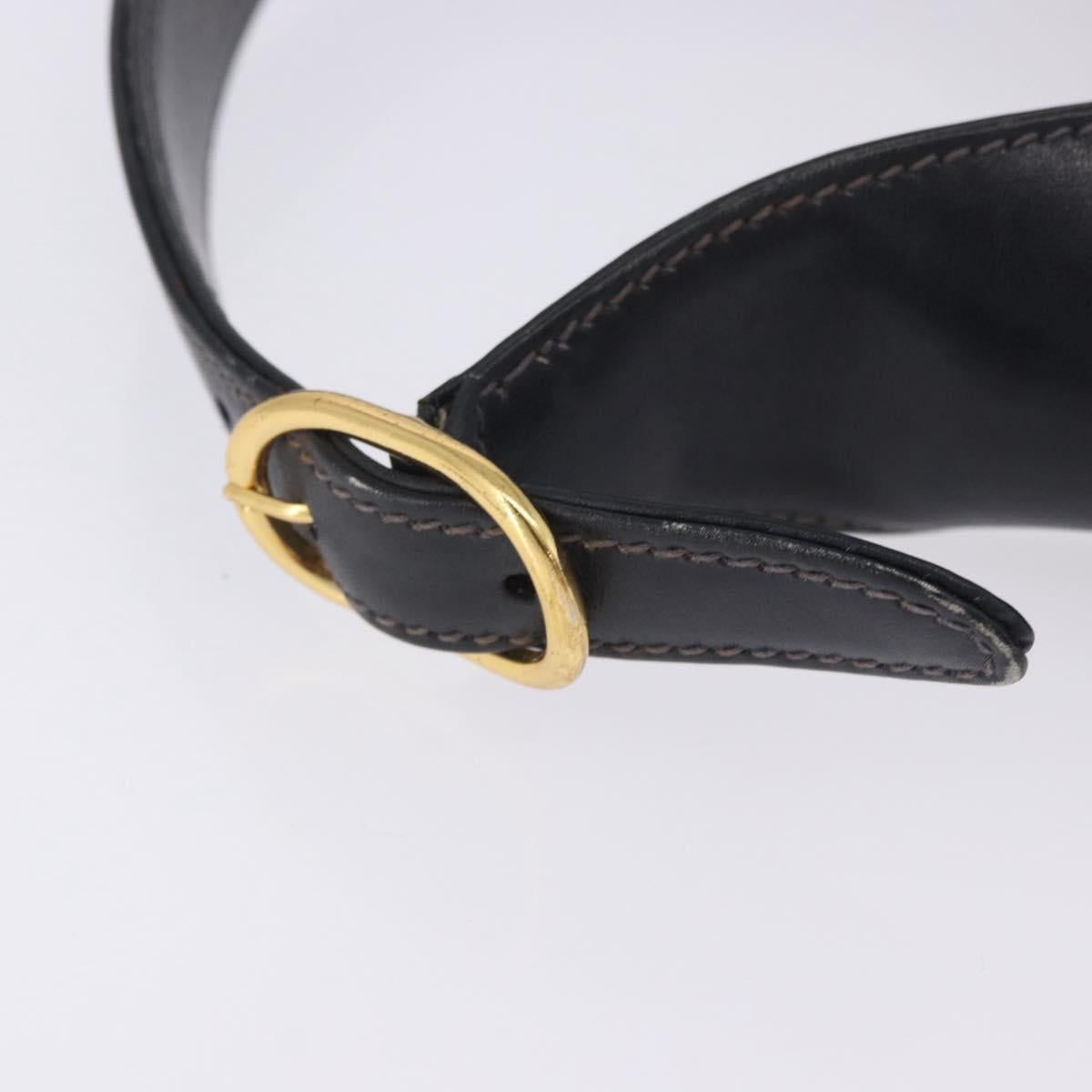 GUCCI Jackie Hand Bag Leather Navy Gold Tone Auth 201295V