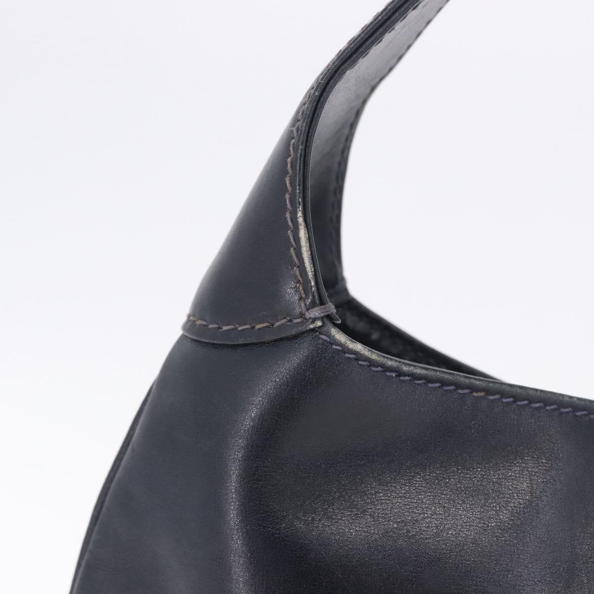 GUCCI Jackie Hand Bag Leather Navy Gold Tone Auth 201295V