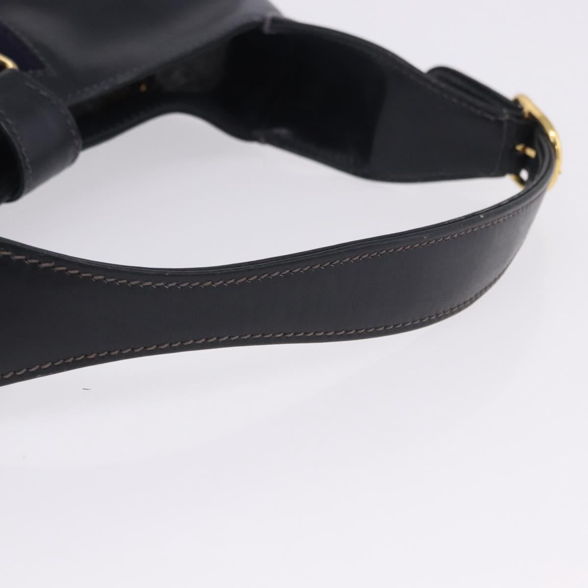 GUCCI Jackie Hand Bag Leather Navy Gold Tone Auth 201295V