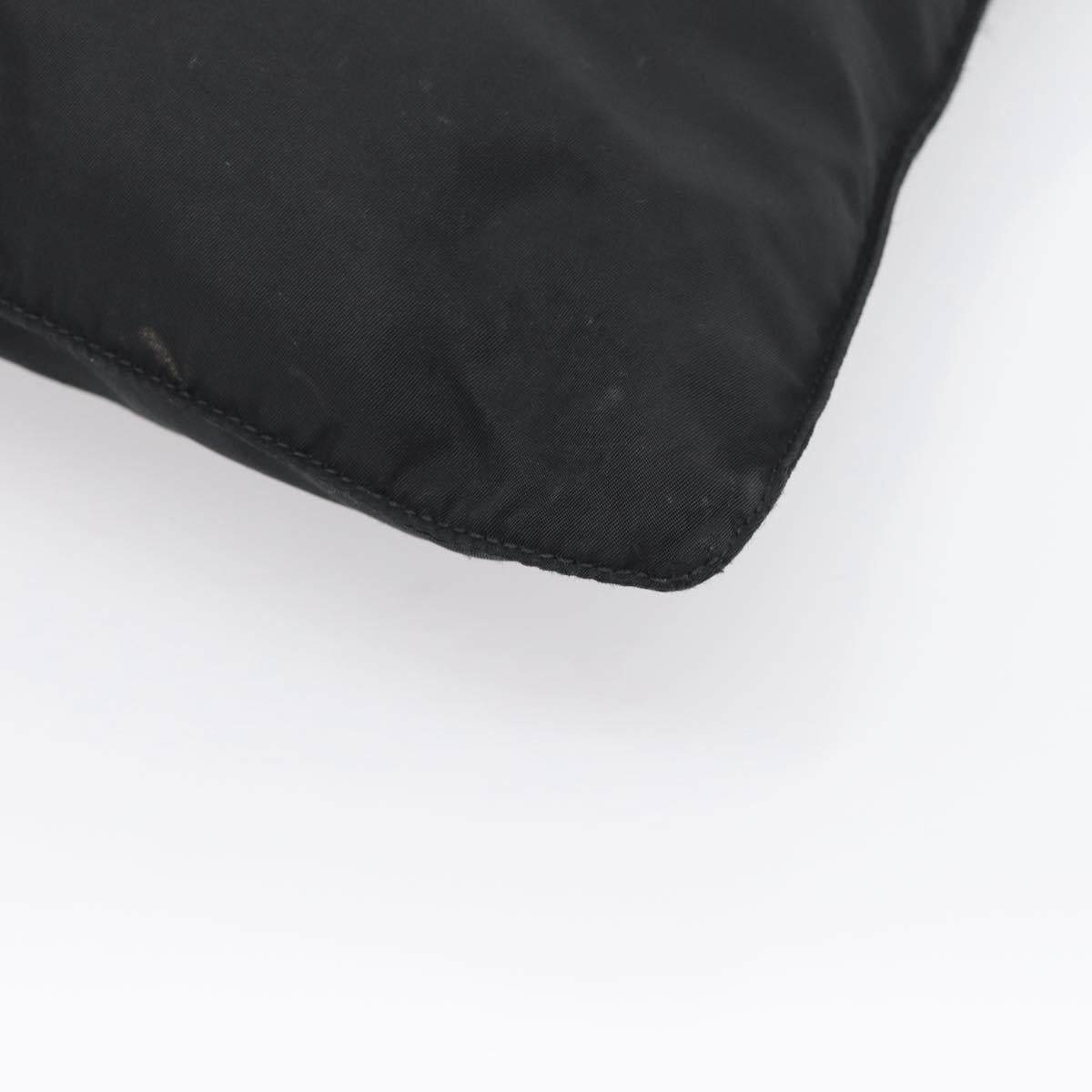 PRADA Shoulder Bag Nylon Black Silver Auth 201298