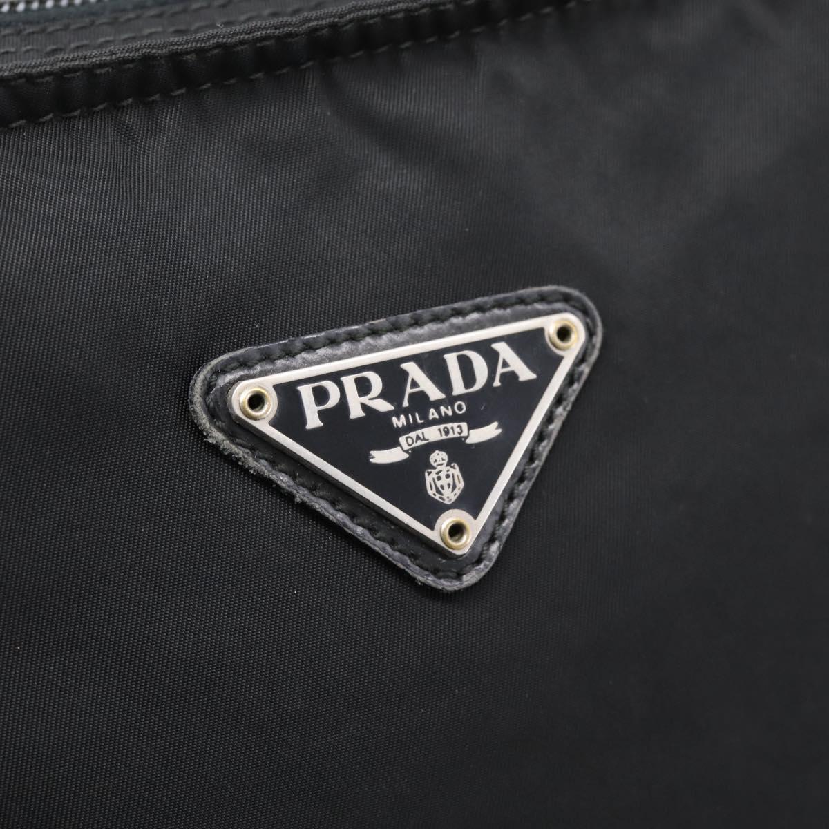 PRADA Shoulder Bag Nylon Black Silver Auth 201298