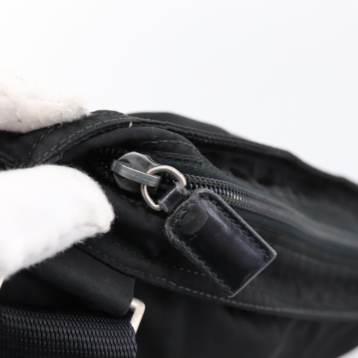 PRADA Shoulder Bag Nylon Black Silver Auth 201298
