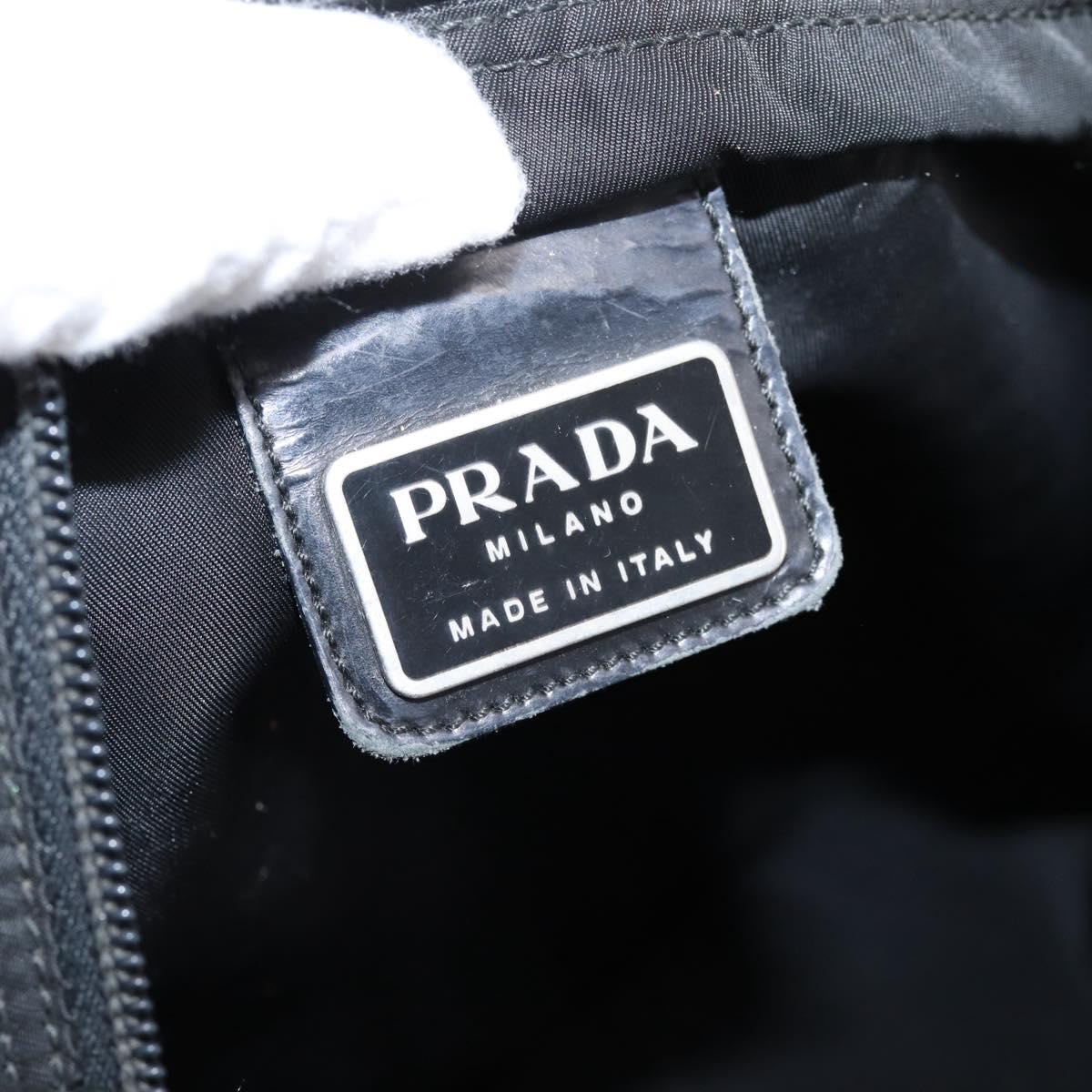 PRADA Shoulder Bag Nylon Black Silver Auth 201298