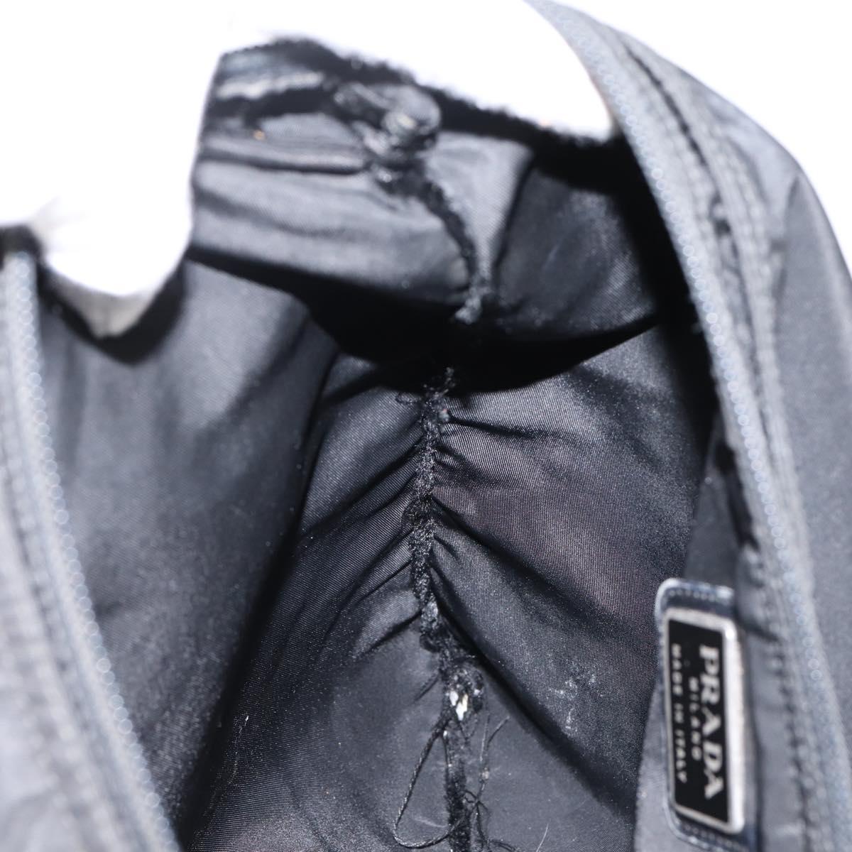 PRADA Shoulder Bag Nylon Black Silver Auth 201298