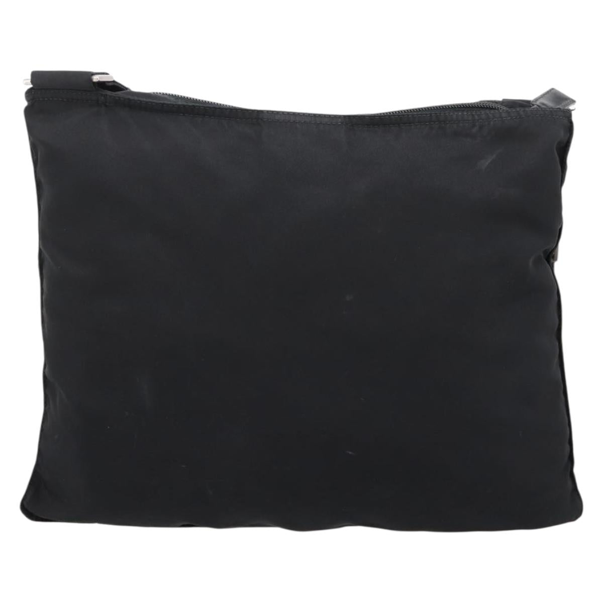 PRADA Shoulder Bag Nylon Black Silver Auth 201298
