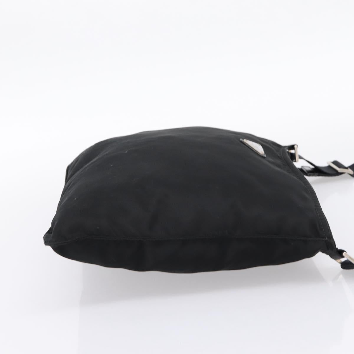 PRADA Shoulder Bag Nylon Black Silver Auth 201298