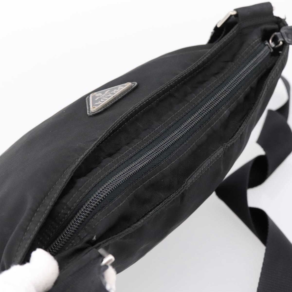 PRADA Shoulder Bag Nylon Black Silver Auth 201298