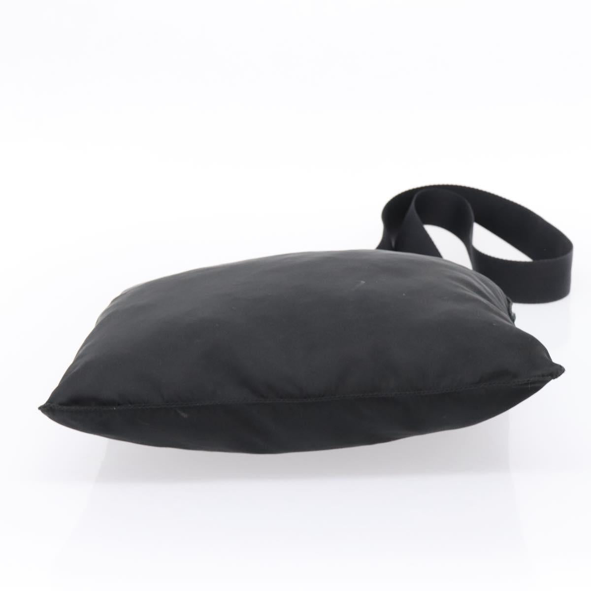 PRADA Shoulder Bag Nylon Black Silver Auth 201298