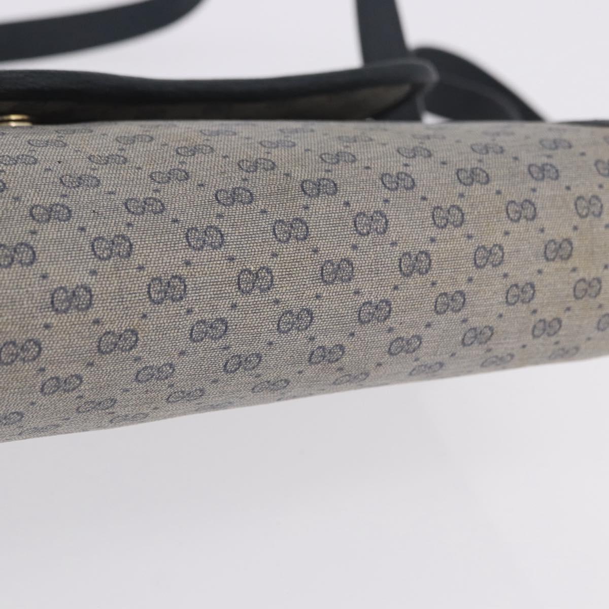 GUCCI Micro GG Shoulder Bag PVC Leather Navy Gold Tone 004 098 0670 Auth 201300