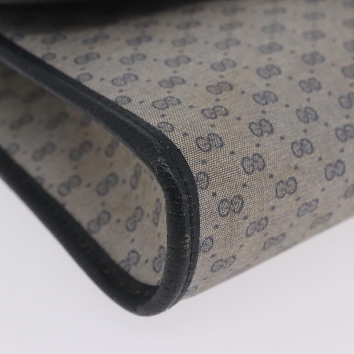 GUCCI Micro GG Shoulder Bag PVC Leather Navy Gold Tone 004 098 0670 Auth 201300