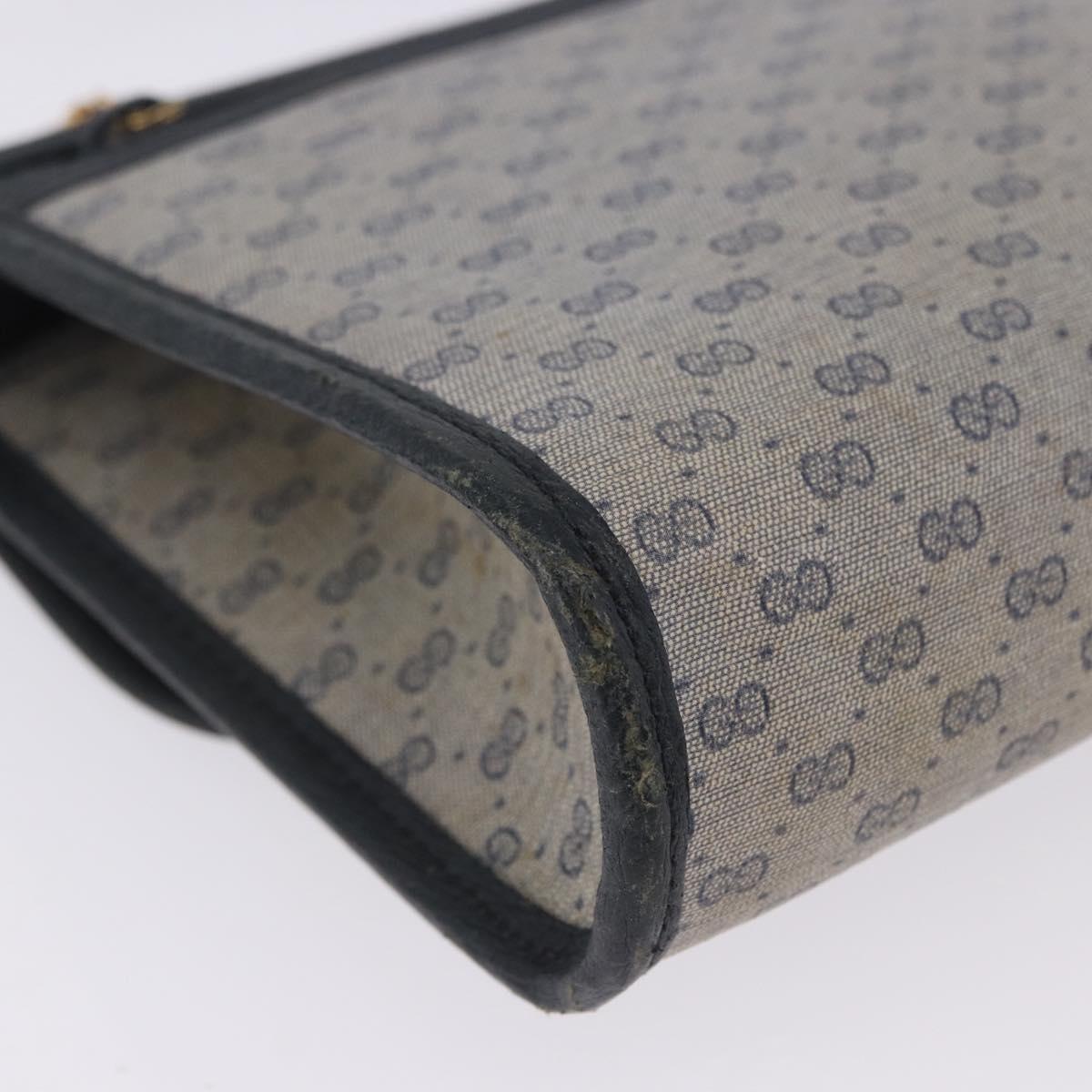 GUCCI Micro GG Shoulder Bag PVC Leather Navy Gold Tone 004 098 0670 Auth 201300
