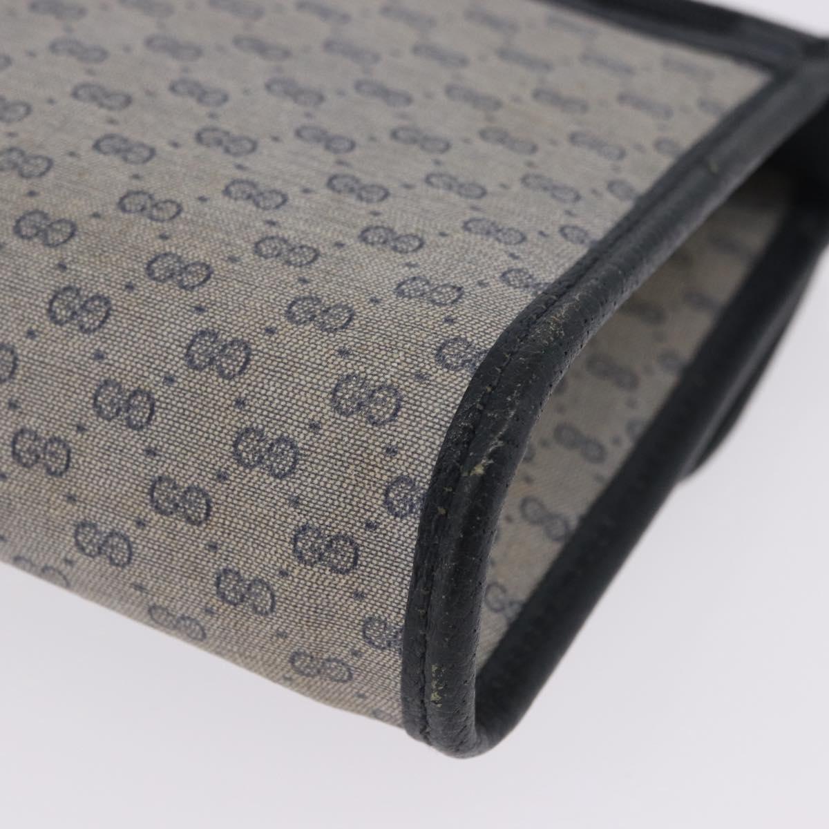 GUCCI Micro GG Shoulder Bag PVC Leather Navy Gold Tone 004 098 0670 Auth 201300