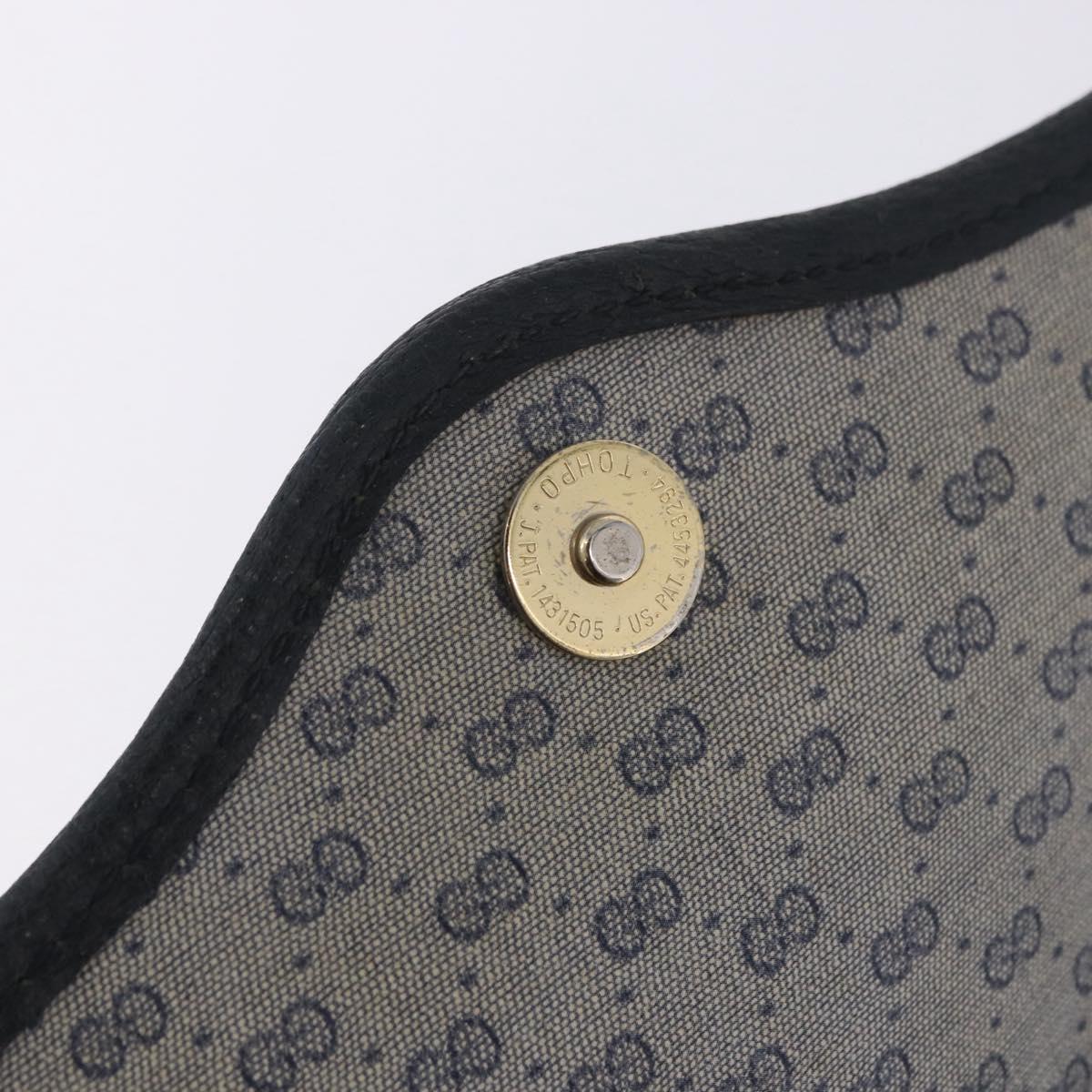 GUCCI Micro GG Shoulder Bag PVC Leather Navy Gold Tone 004 098 0670 Auth 201300