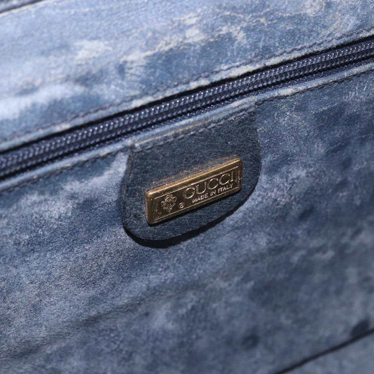 GUCCI Micro GG Shoulder Bag PVC Leather Navy Gold Tone 004 098 0670 Auth 201300