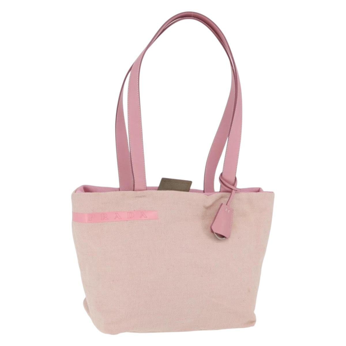 PRADA PRADA Sports Tote Bag Canvas Pink Auth 201301
