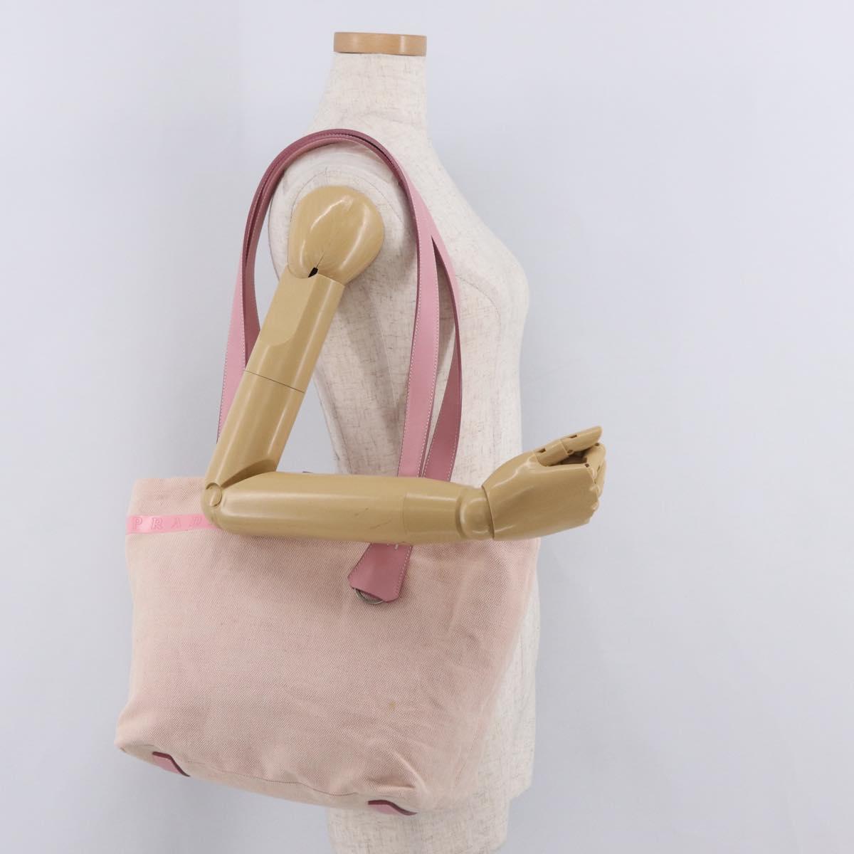 PRADA PRADA Sports Tote Bag Canvas Pink Auth 201301