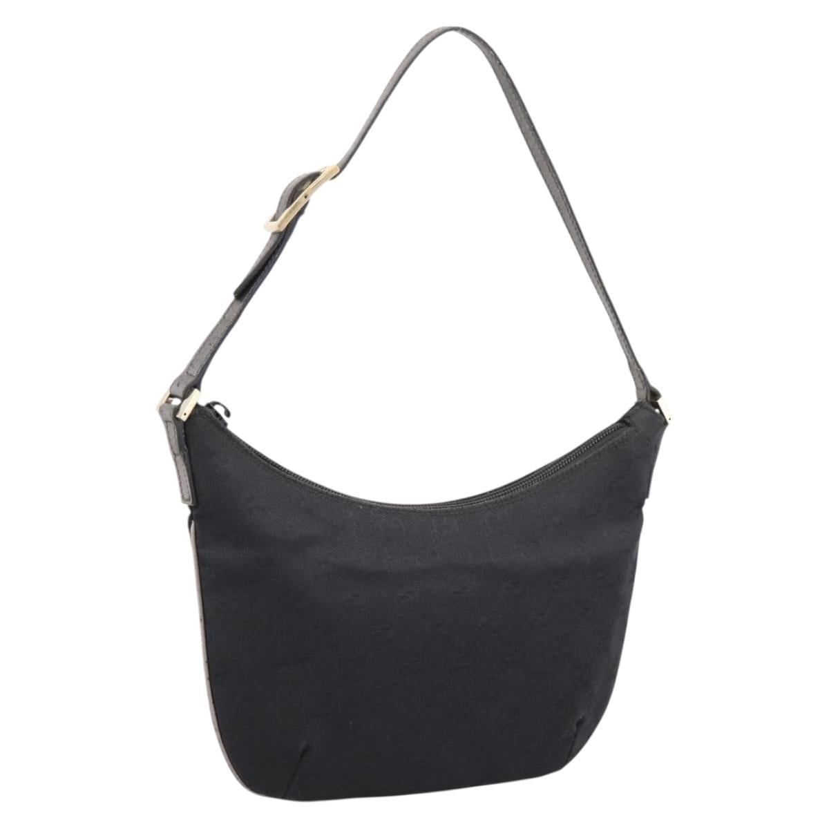 GUCCI GG Canvas Hand Bag Black Gold Tone 005 0813 Auth 201302