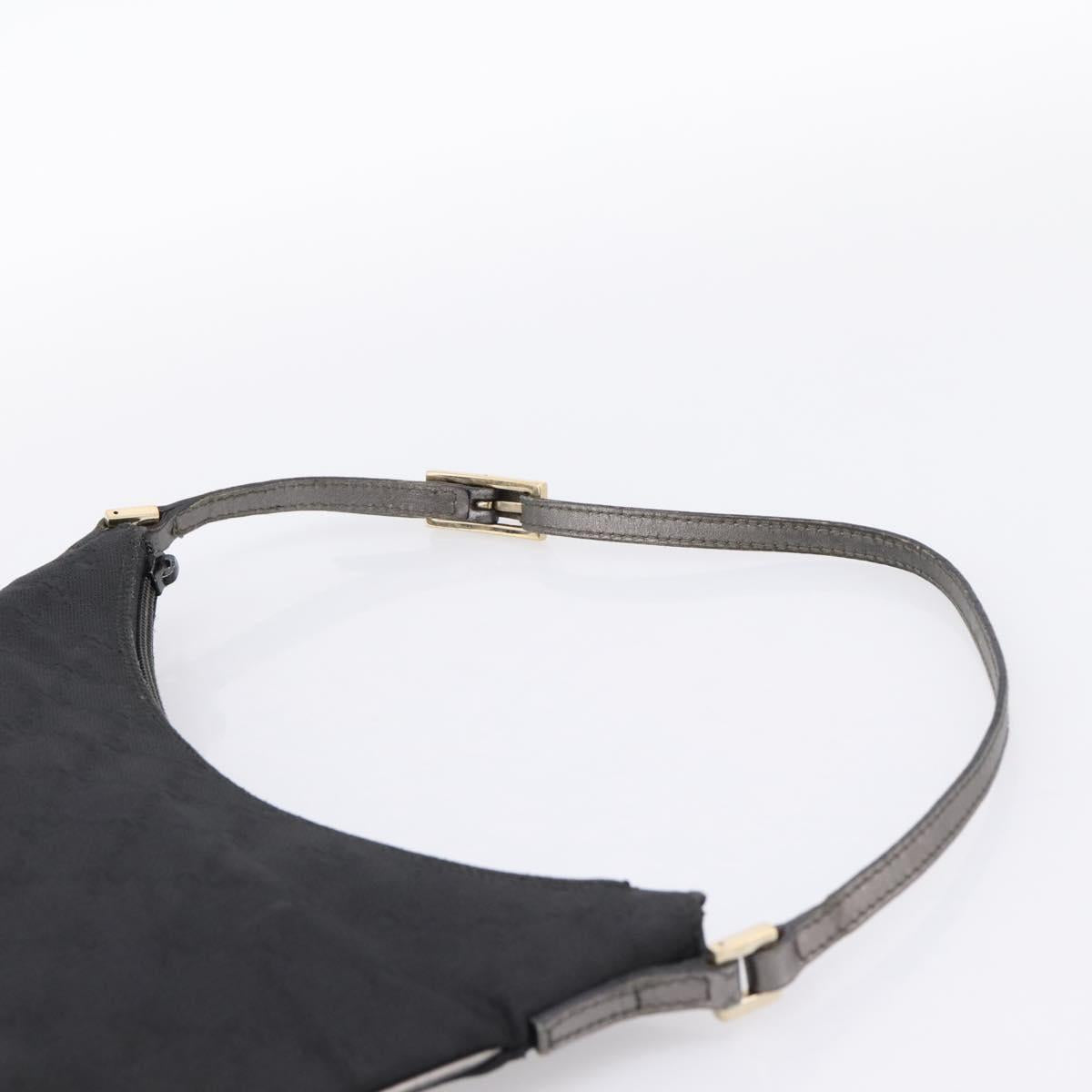 GUCCI GG Canvas Hand Bag Black Gold Tone 005 0813 Auth 201302
