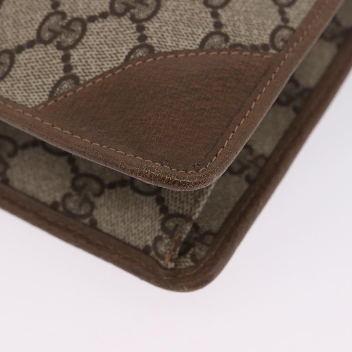GUCCI GG Supreme Clutch Bag PVC Beige Gold Tone 89 01 029 Auth 201303